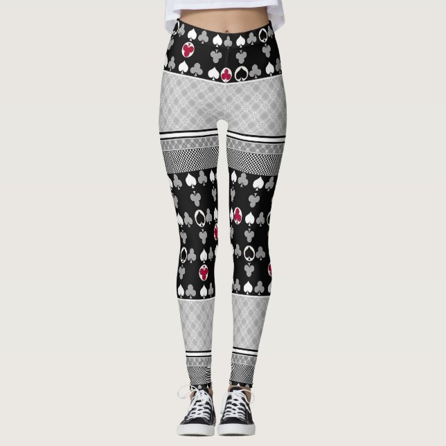 Leggings noir et rouge, motif mode (Devant)