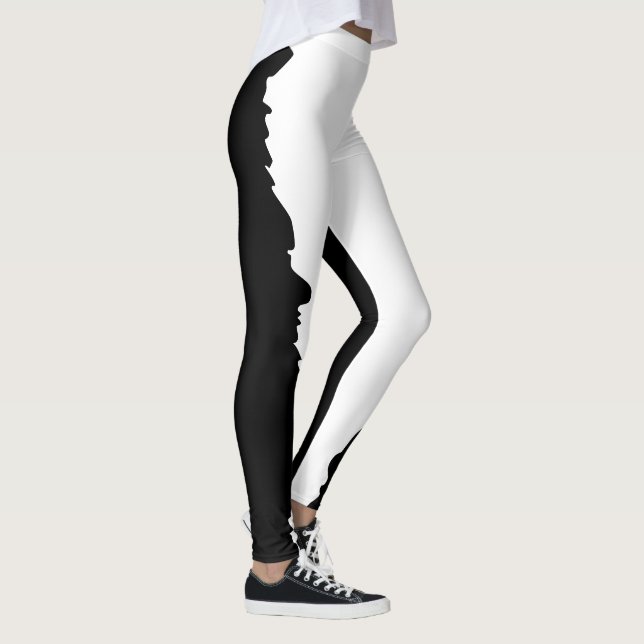 Leggings Noir Gras avec Style Unique Classique Blanc (Droite)