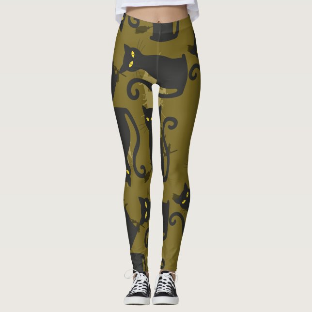Leggings Noir Kitty Chat Metallizer Faco Déco (Devant)