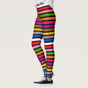 Leggings Noir Lignes à bandes multicolores Conception Motif