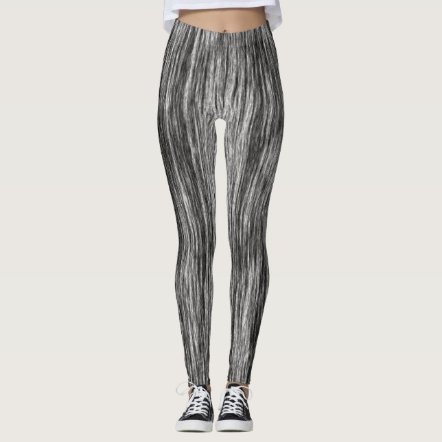 Leggings Noir moderne blanc abstrait motif chic (Devant)