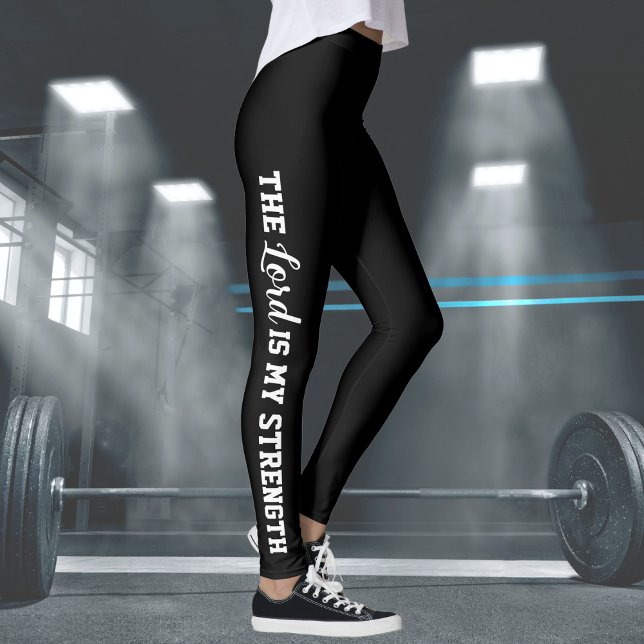 Leggings Noir Moderne Le Seigneur est Ma Force Psaume 28:7 (Créateur téléchargé)