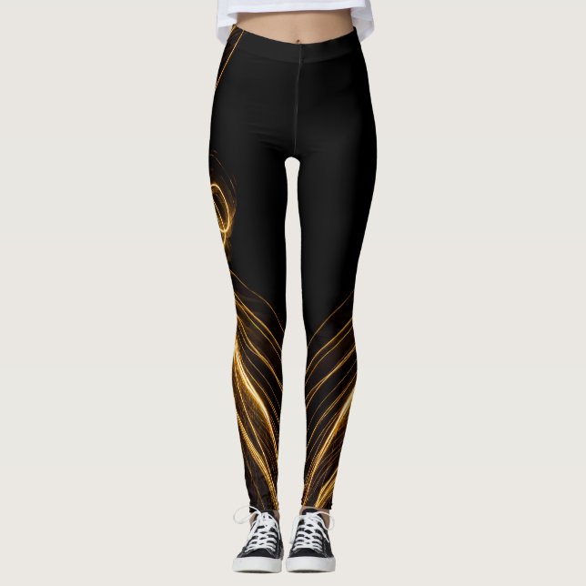 Leggings Noir & Or "Golden Elegance" (Devant)