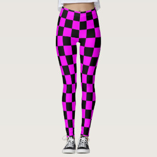 Leggings Noir + Pink Check À damiers Motif de tableau de bo