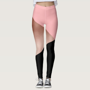Leggings noir rose géométrique moderne élégant de rose 