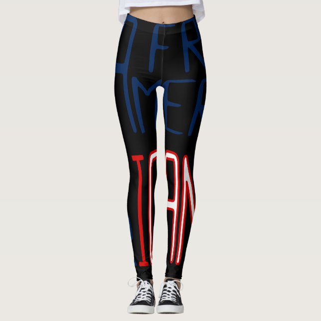 Leggings Noir Rouge Bleu Bleu Noir (Devant)