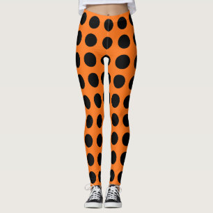 Leggings Noir sur Citrouille Pois grand format