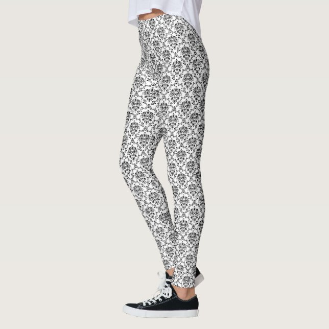 Leggings Noir sur la damassé blanche (Gauche)