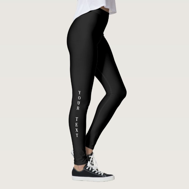 Leggings Noir uni - Personnaliser le texte ou laisser vide (Droite)