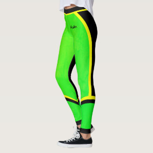 Leggings Noir vert jaune (votre nom)