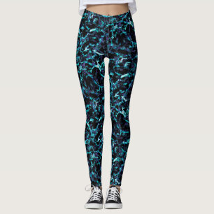 Leggings Noir Violet & Bleu Aqua Électrique Choquant
