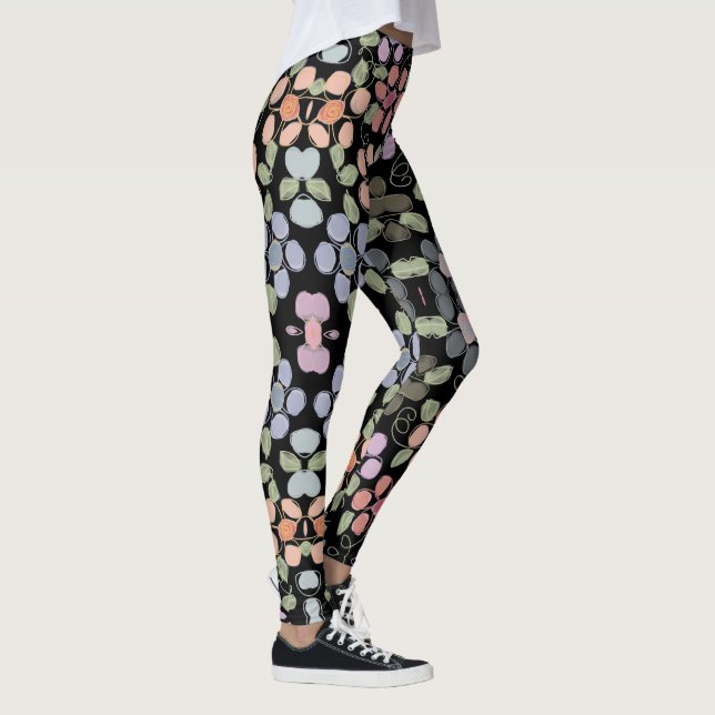 Leggings noirs à fleurs élégants (Droite)