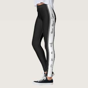 Leggings noirs à rayure latérale avec texte et cou
