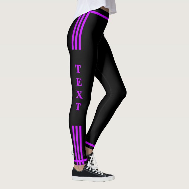 Leggings noirs à rayure latérale Texte et couleur  (Droite)