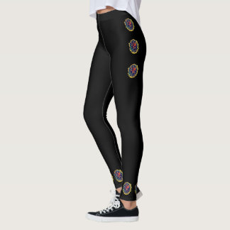 leggings noirs avec belle conception florale