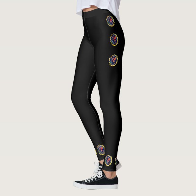leggings noirs avec belle conception florale (Gauche)