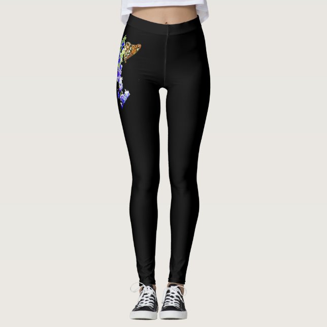 Leggings noirs avec papillon Monarque (Devant)