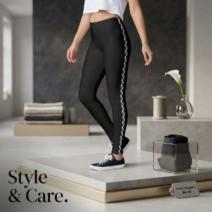 Leggings noirs avec rayure blanche classique sur l