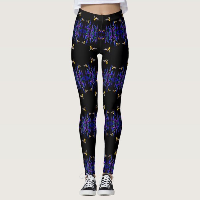 Leggings noirs des abeilles volantes (Devant)