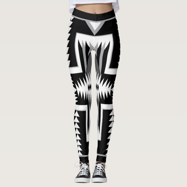 Leggings noirs et gris Navajo (Devant)