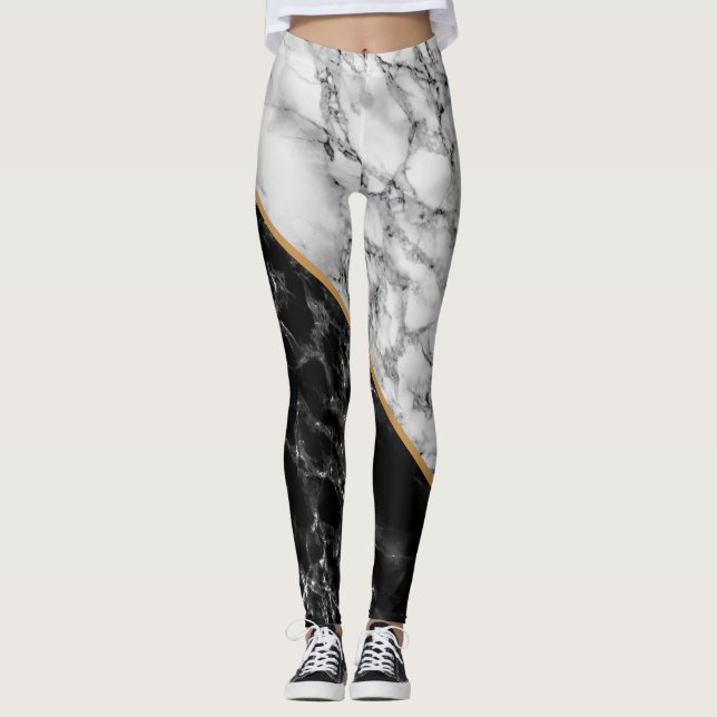 Leggings noirs et Marbres blancs (Devant)