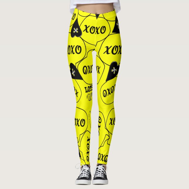 Leggings noirs jaunes Xoxo (Devant)