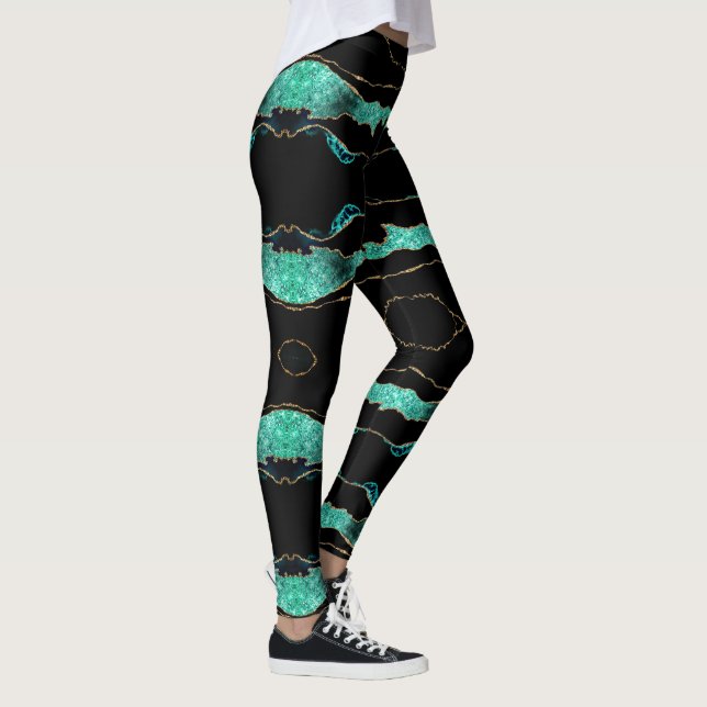 Leggings noirs turquoise Parties scintillant or (Droite)