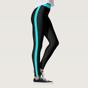 Leggings noirs turquoises à bande bleue
