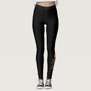 Leggings noirs vintages en fleurs Roses