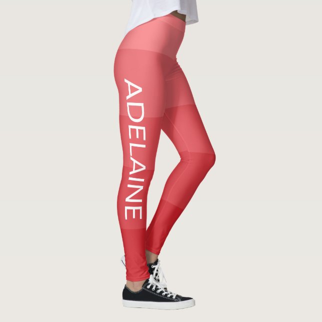 Leggings Nom blanc | Blocs élégants de 5 nuances de moteur  (Droite)