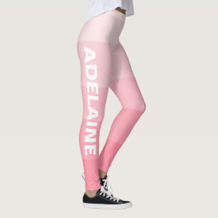 Leggings Nom blanc Blocs élégants de 5 nuances rose Saumo