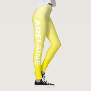 Leggings Nom blanc Élégant 5 blocs de couleur canari jaun