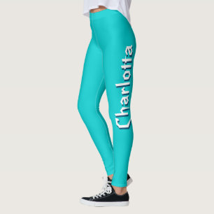 Leggings Nom Cuztomisé 3D blanc moderne bleu turquoise