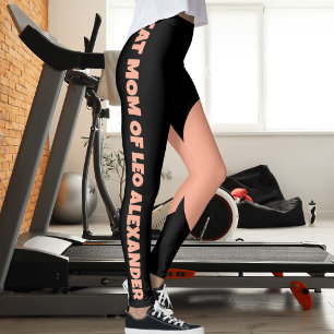 Leggings Nom d'affection pour chat maman Black Peach Texte 