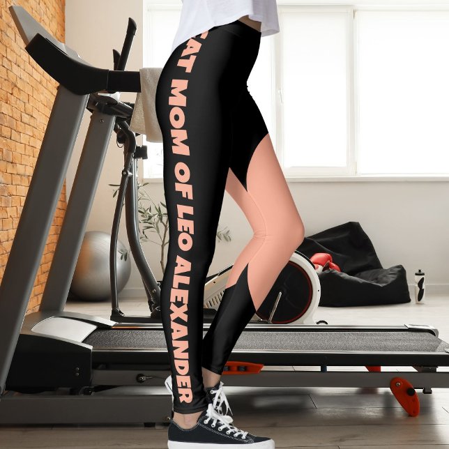 Leggings Nom d'affection pour chat maman Black Peach Texte  (Créateur téléchargé)