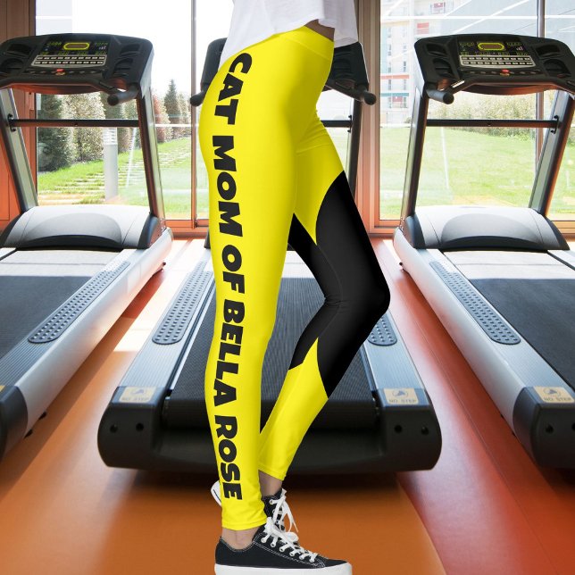 Leggings Nom de compagnie de chat moderne jaune noir person (Créateur téléchargé)