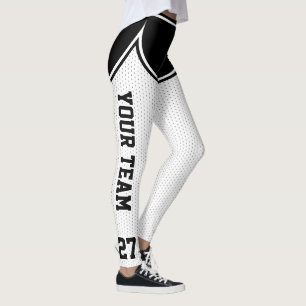 Leggings Nom de l'équipe sportive Numéro noir blanc points 