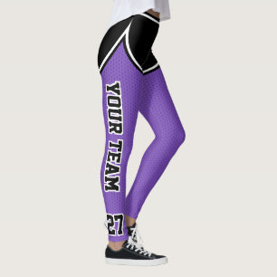 Leggings Nom de l'équipe sportive Numéro noir pourpre point