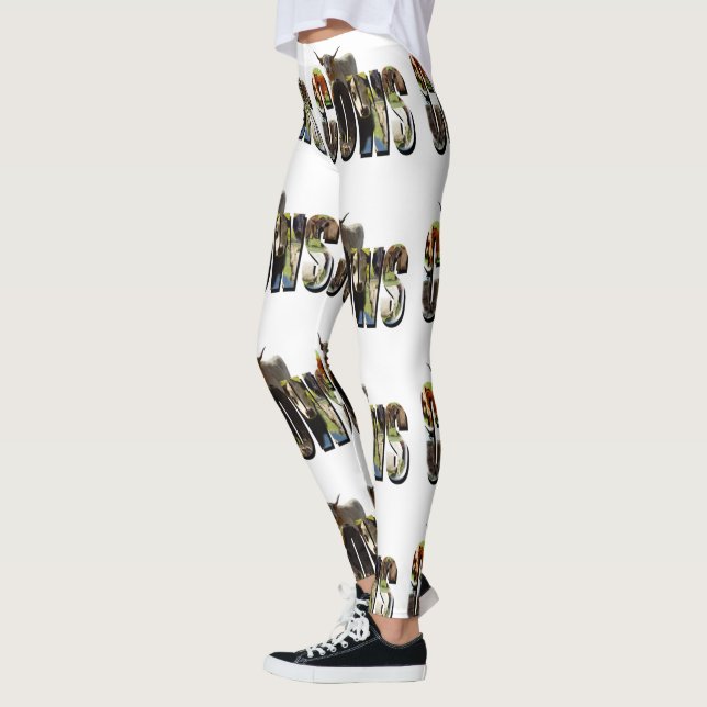 Leggings Nom De Vaches Logo D'Image Avec Vaches, (Gauche)