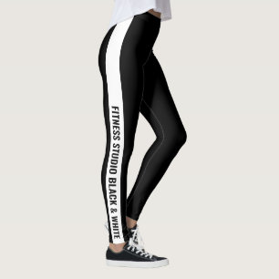 Leggings Nom d'entreprise personnalisé Rayure blanche Noir