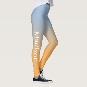 Leggings Nom élégant sur bleu clair au dégradé orange