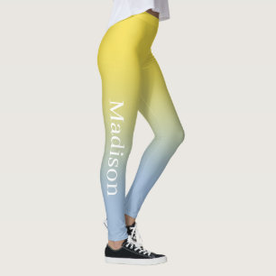 Leggings Nom élégant sur dégradé jaune à bleu clair