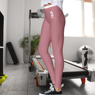 Leggings Nom personnalisé Anniversaire Rose Gold Blanc Mono