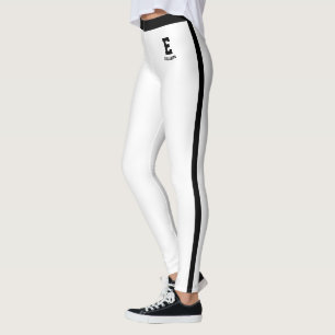 Leggings Nom personnalisé élégant rayures blanches et noire