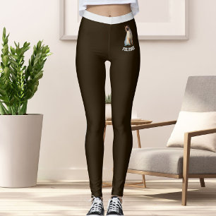 Leggings Nom personnalisé Joli Chat Siamois Photo Marron