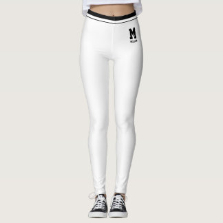 Leggings Nom personnalisé Mignon Rayé Blanc Et Noir Amusant