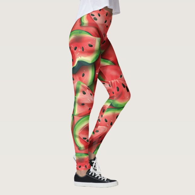 Leggings Nom personnalisé moderne Fun Watermelon (Droite)