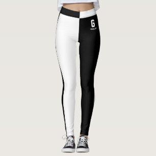 Leggings Nom personnalisé Monogramme à rayures blanches et