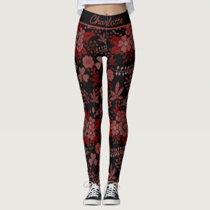 Leggings Nom personnalisé motif floral coloré