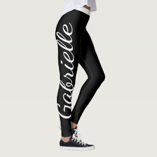 Leggings Nom personnalisé noir et blanc